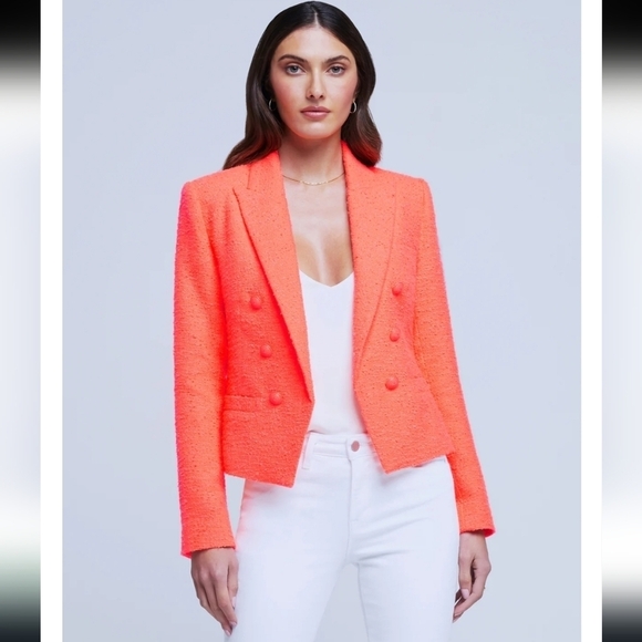 L'AGENCE Jackets & Blazers - NWT L'AGENCE Brooke Tweed Blazer Orange Sz0